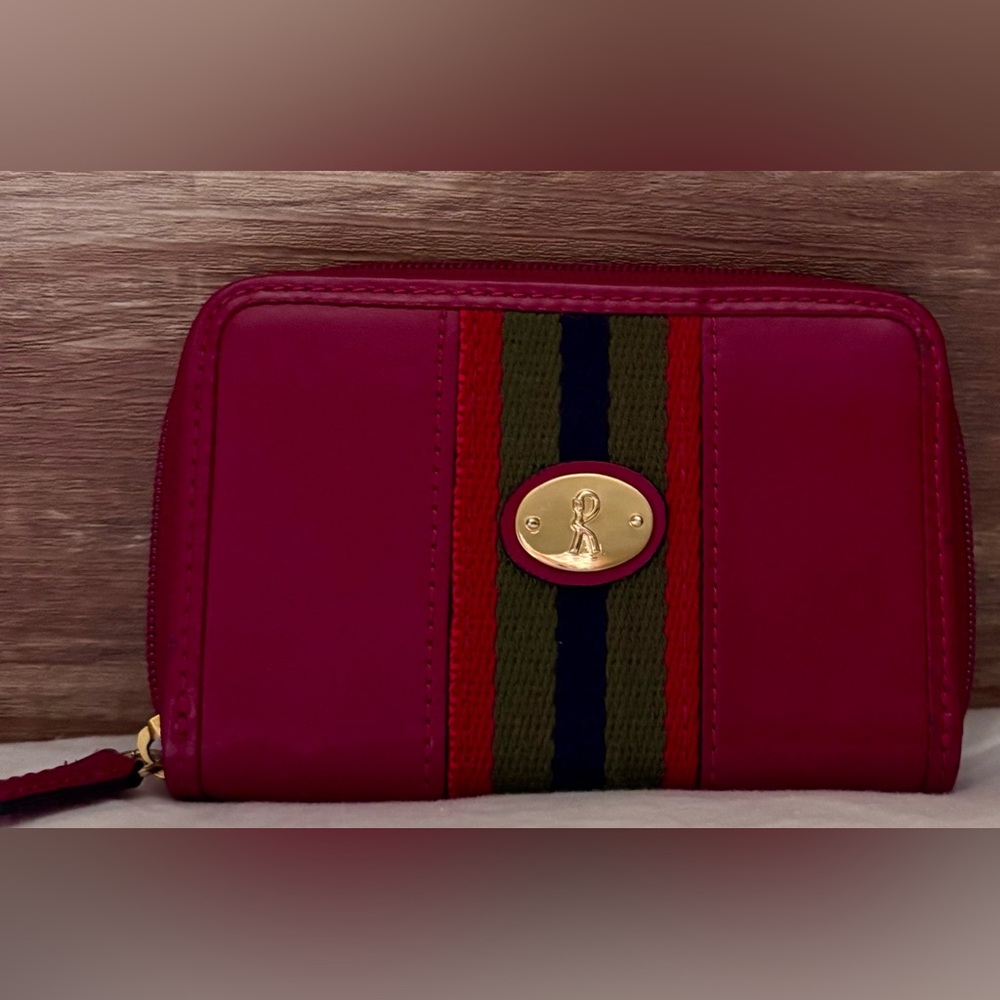 Roberta di Camerino Red Leather Zip Around Compact Wallet/Card Holder VGC